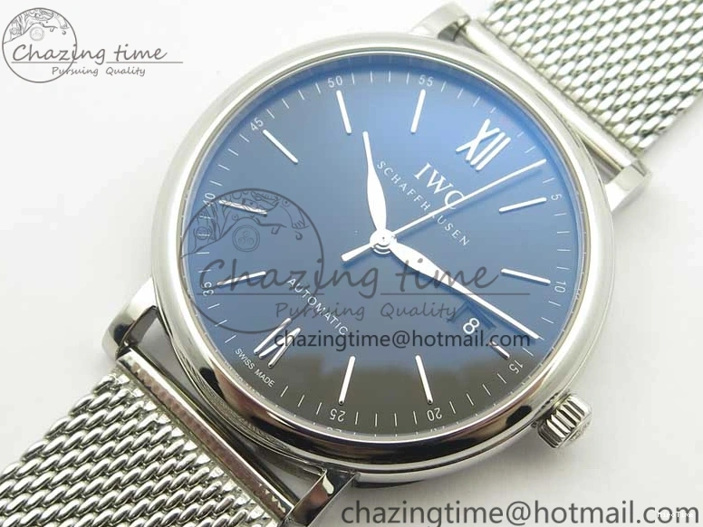 MIROTIME 0104 FastDry Portofino IW356501 SS V3 MK 1:1 Best Edition Black Dial On SS Mesh Bracelet MIYOTA 7195